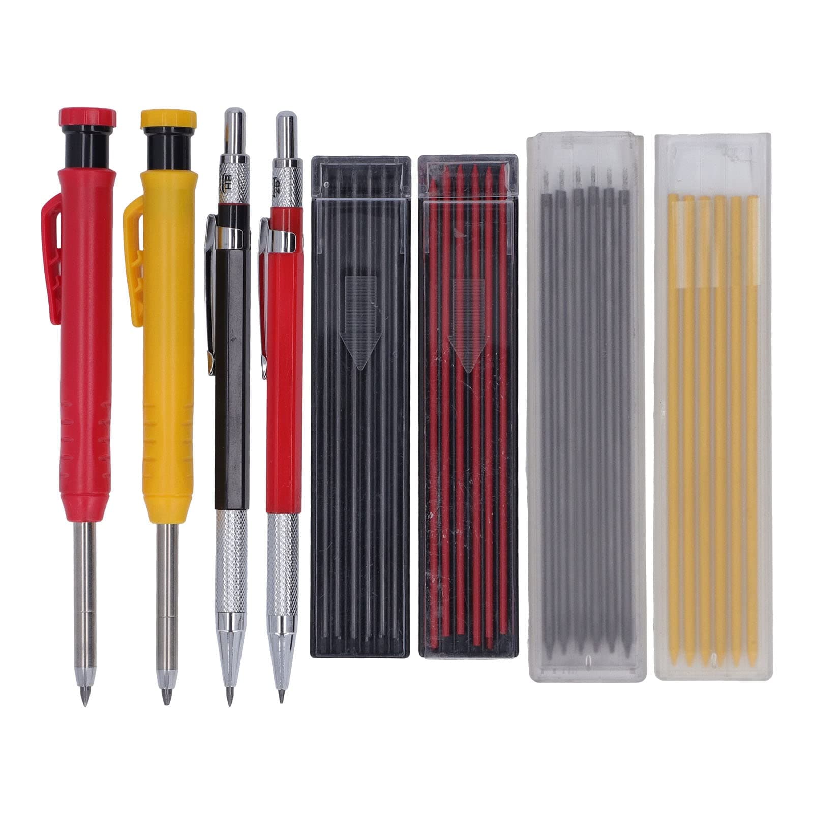 soobu Mechanical Carpenter Pencils Kit with 40 Refill, Clamp Design Deep Hole Woodworking Pencils Marker Marking Tools for Carpenter, Carpentry Marking Scribe Tools