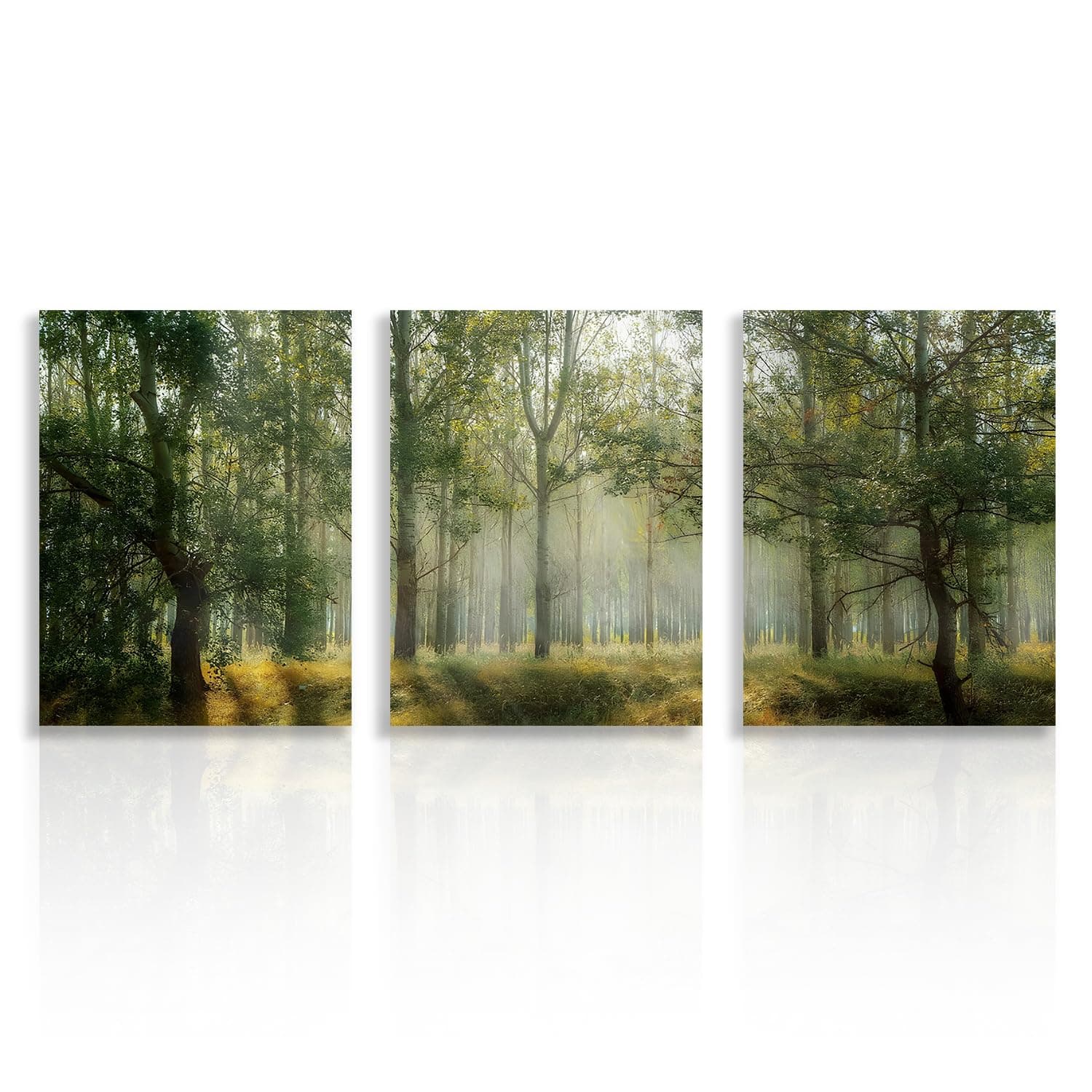 NymphFable Dazzlewall 3 PCS Forest Nature Wall Decor Poster Green Tree Landscape Canvas Wall Poster for Bedroom Living Room Decor 12x16 in Unframed