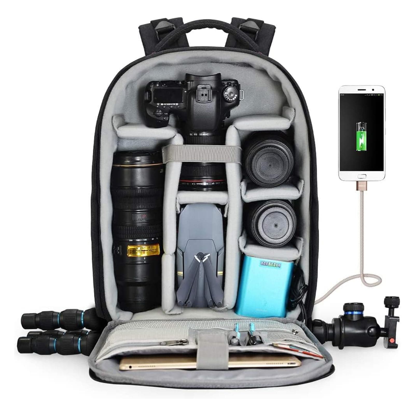 CADeN Camera Backpack Professional DSLR Bag with USB Charging Port Rain Cover, Photography Laptop Backpack for Women Men