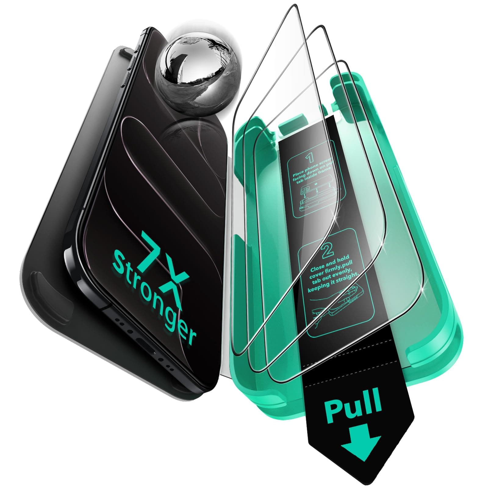 ESR 3 Pack 9H+ Glass for iPhone 16 Pro Max Screen Protector, [Military Grade Shatterproof & Longest Durable] Armorite Ultra-Tough Tempered Glass with UltraFit Tray