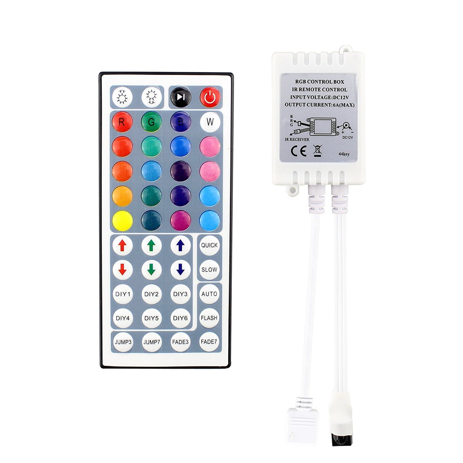 TN Cow LED Strip Lights 44 Key 12V Mini IR Remote Controller +RGB Control Box for 3528 5050 RGB LED Strip Light for Home Kitchen Gardens Cars DIY Party Decoration