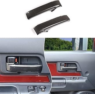 Compatible with Toyota FJ Cruiser 2007-2021 Car Inner Door Handle Cover, ABS Interior Door Grab Handle Protector Trim Cover Protection Accessories, 2PCS(Carbon Fiber Pattern Black)