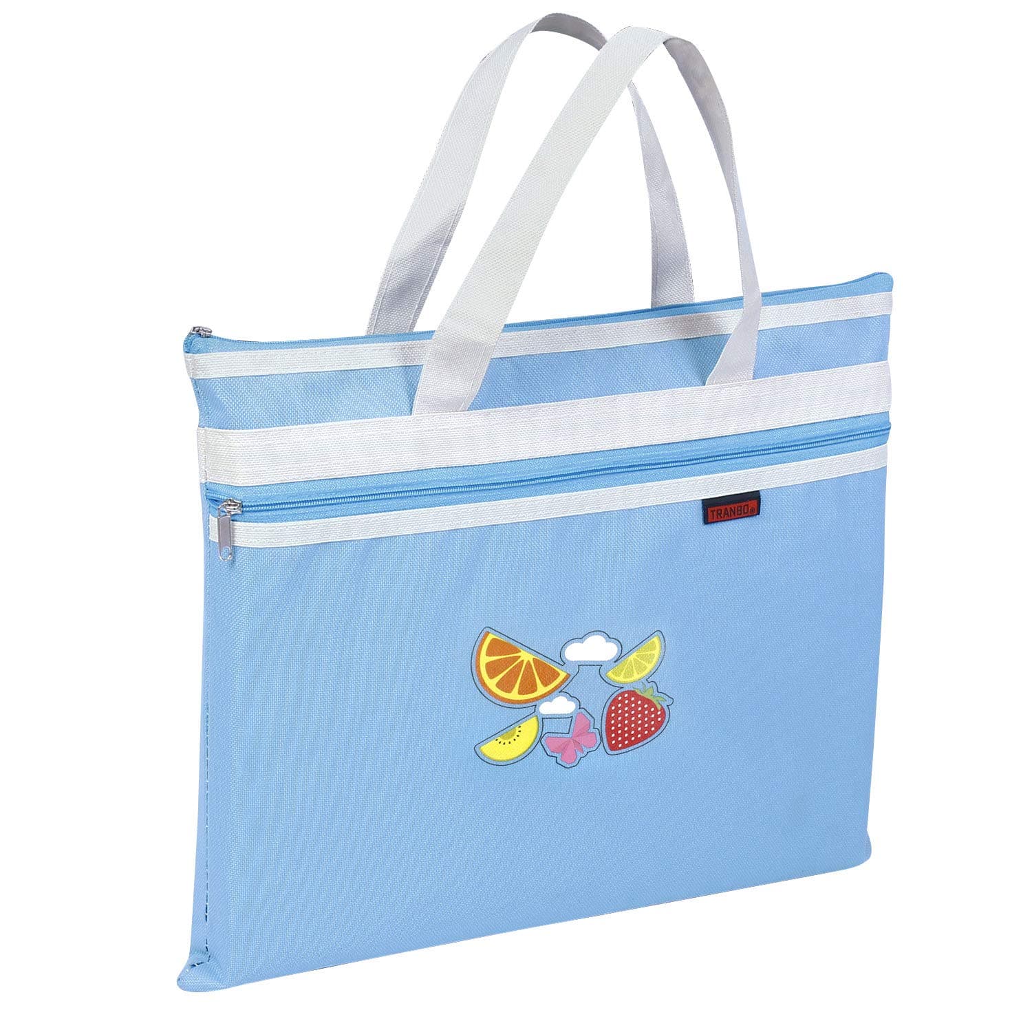 TRANBO® A4 Zipper File and Folders for Documents, Waterproof Document Bag with Handle, 36 x 29 cm, Blue (AR2479)