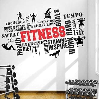 StickMe 'Gym Fitness Bodybuilding Sport Workout Creative Colorful Word Cloud Wall Sticker' SM817 (PVC Vinyl 110cm X 65 cm)