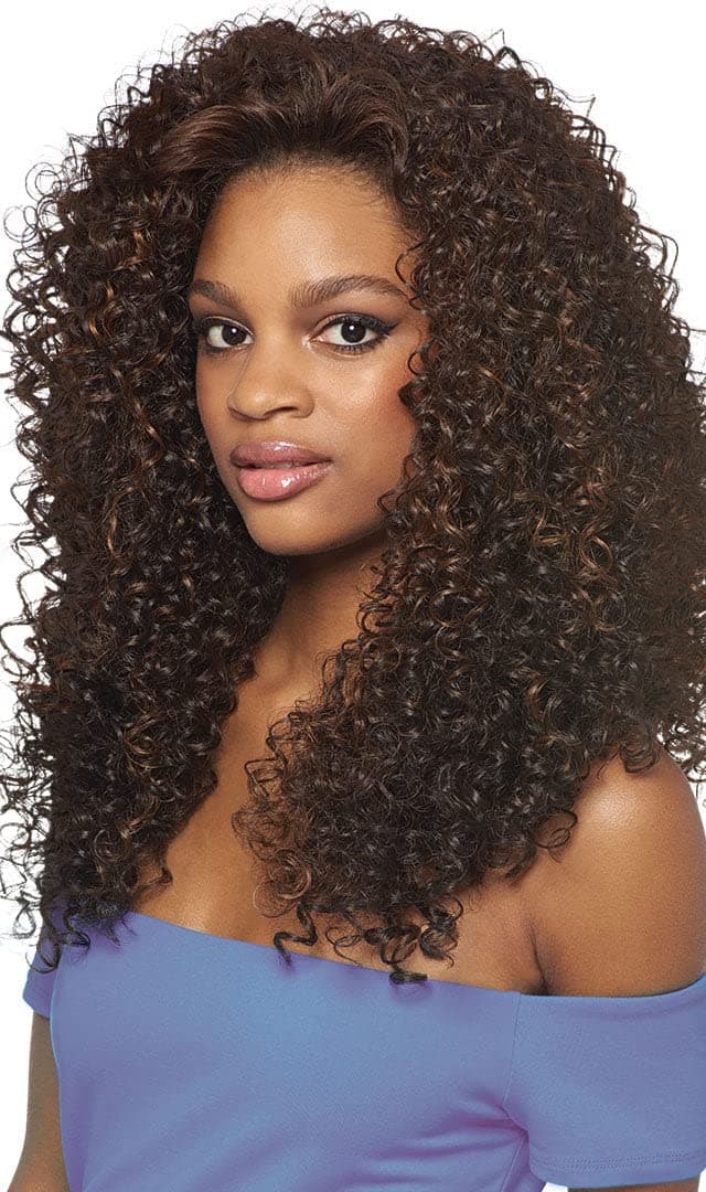 DOMINICAN CURLY BUNDLE HAIR (4 Medium Brown) - Outre Batik Quick Weave Synthetic Half Wig by Quick Weave