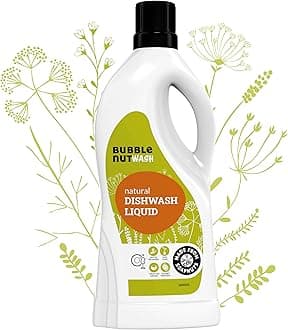 BubbleNut Wash Natural And Organic Dishwash Liquid (1.8 Lits), Soap nuts-based, Baby safe, Eco friendly Herbal Dish washing Liquid, Hypoallergenic, Sensitive Skin (1.8 Lits)