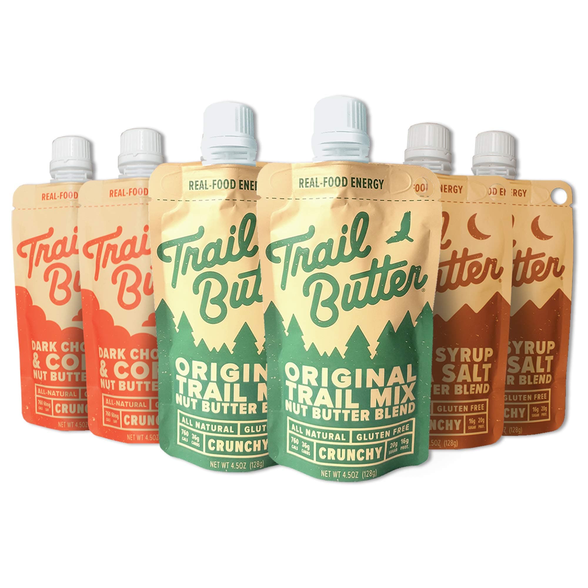 Trail Butter, Big Squeeze 6-Pack Almond Butter Blend (4.5oz/each), Big Squeeze Variety 6-Pack