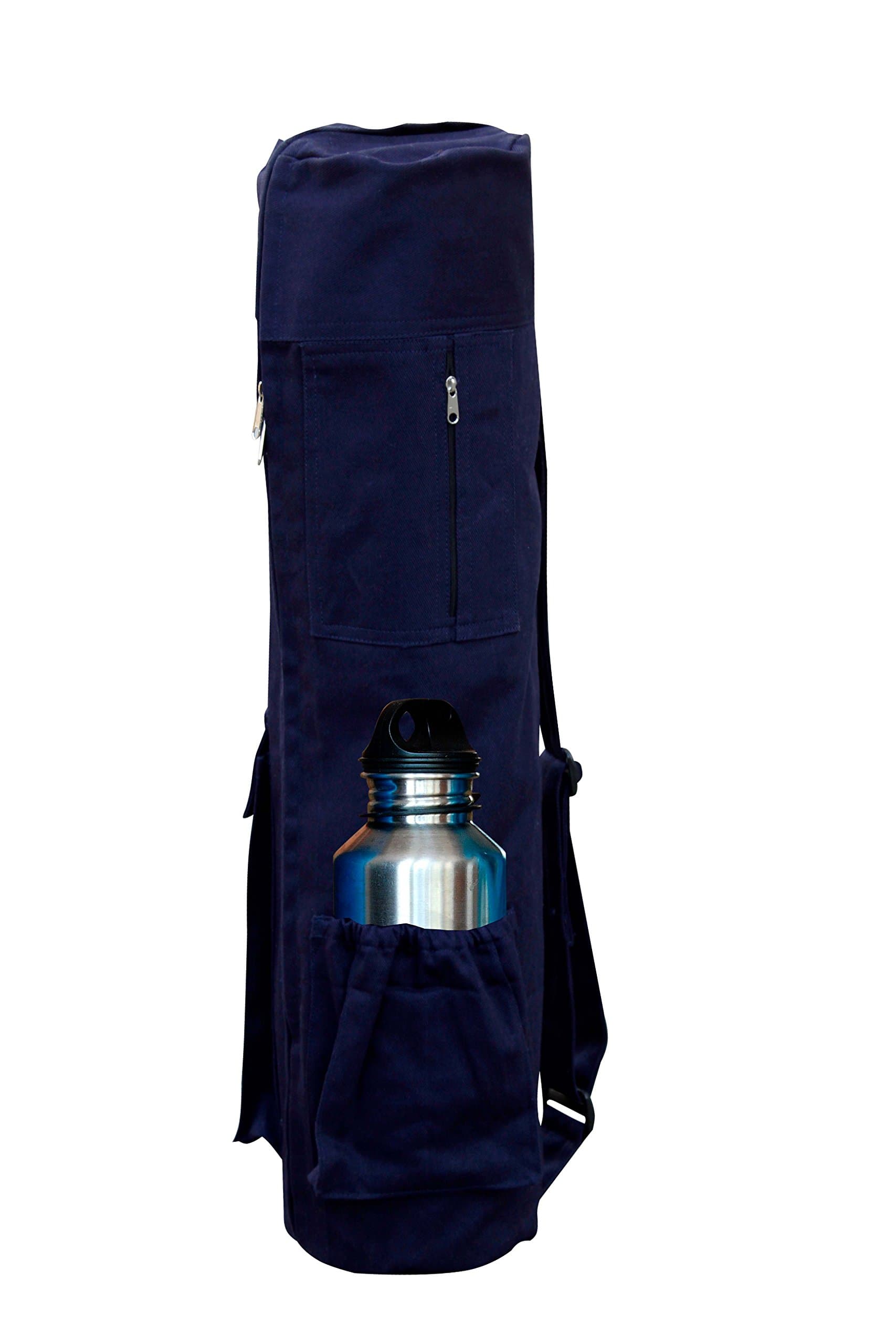 RYAN OVERSEAS Cotton Smart Cargo Style Yoga Matbag with Multi Pockets Utility (Navy Blue)