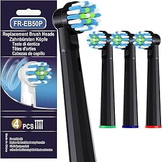 4 Pcs Replacement Toothbrush Heads Compatible with Braun Oral B Pro 1000/7000/9600/5000/3000, Precision Senesitive Brush Heads Refills for Genius X and Smart 1500 Electric Toothbrush (Black)