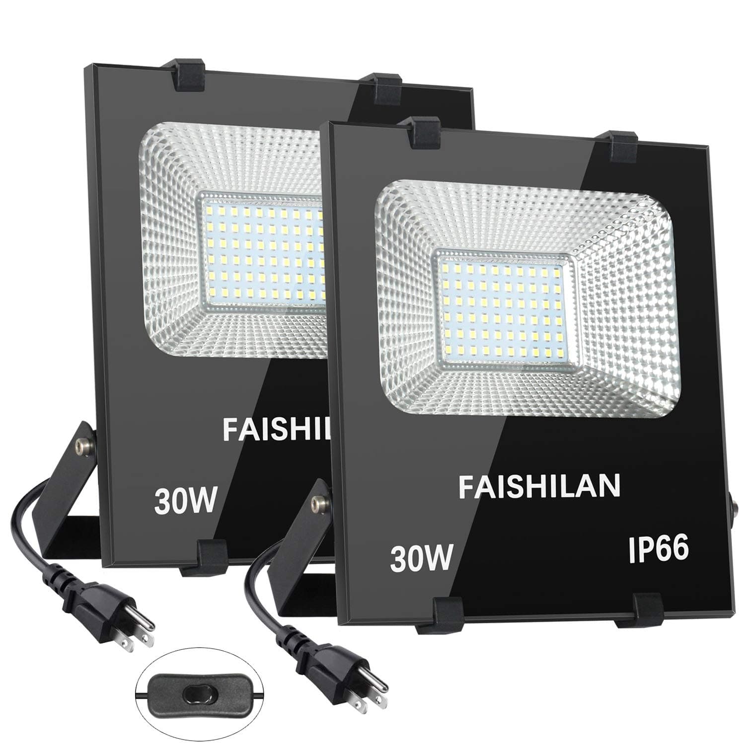 2 Pack 30W LED Flood Light, 30W(150W Halogen Equiv),Outdoor IP66 Waterproof Work Lights, 4000Lm,6500K,Outdoor Floodlight for Garage, Garden, Lawn and Yard