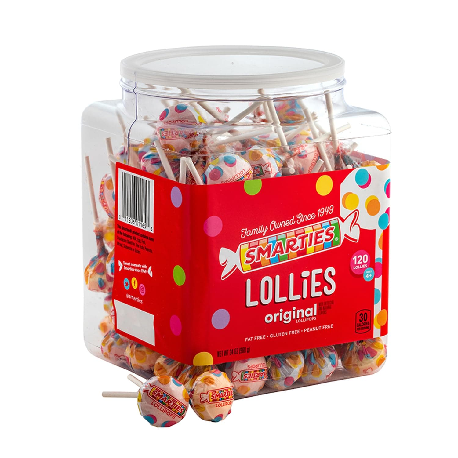 Ce De Candy Inc Smarties Pops 120 Piece Jar