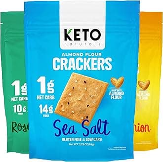 Keto Snacks Crackers Chips (Variety) Low Carb Almond Flour. Snack Keyto Cracker Zero Carbs No Sugar, 0 Sugar Free High Fiber. Low-Carb Food