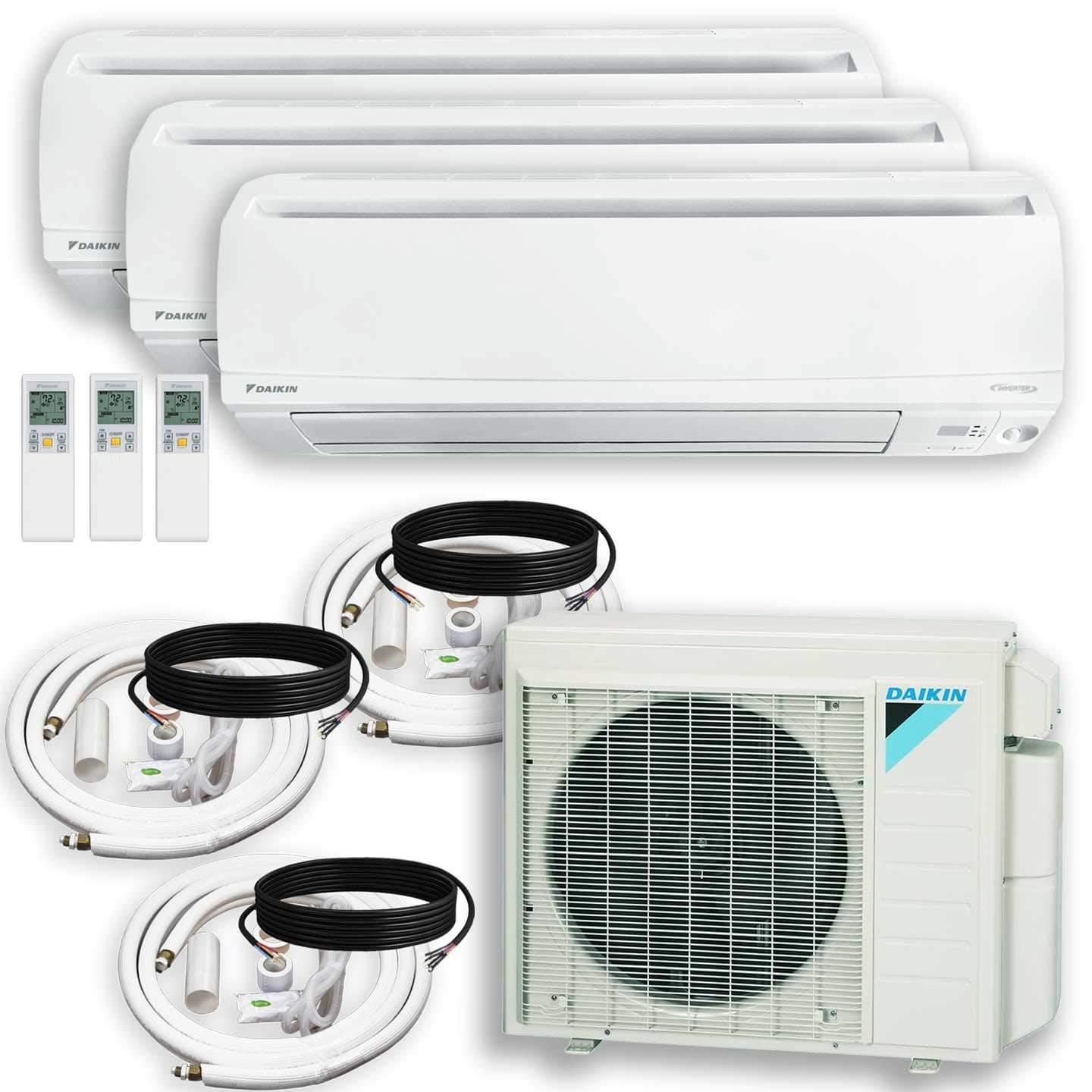 DAIKIN (3 Zone) 3MXS Air Conditioner Heat Pump + Maxwell 15 ft. Installation Kit + Wall Bracket (12000 + 12000 + 12000 BTU)