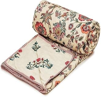 COZY FURNISH Summer Single Bed Blanket 144x220CM, Cooling Microfiber Cotton, Lightweight 150GSM AC Comforter, Soft Breathable Floral Print Quilt,Summer & AC use Mild Winter,Perfect for Gifting, Pink