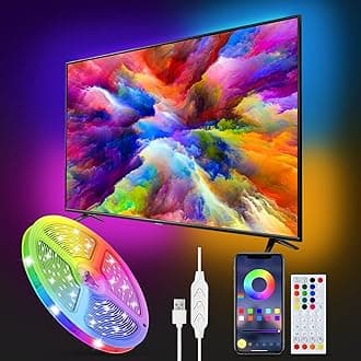 Led Strip Lights 5M Remote: USB Powered RGB Use IC Light Colour Changing and Music Sync Remote Bluetooth APP Control Dreamcolour Bright Color Lighting For Bedroom Room TV Backlight