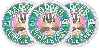 Badger Cuticle Cream, Deep Hydration for Dry, Cracked Cuticles & Hangnails, 100% Organic Cuticle Balm with Rich Shea Butter for Strong, Healthy Nails, Non-Greasy Cuticle Oil, .75oz Tin, 3-Pack