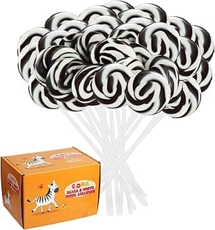 Black Swirl Lollipops 32 Pack, Black & White Candy Swirl Lollipops Individually Wrapped Suckers, Halloween Suckers Lollipops Candy Bulk – Trick or Treat, Blackberry Flavor