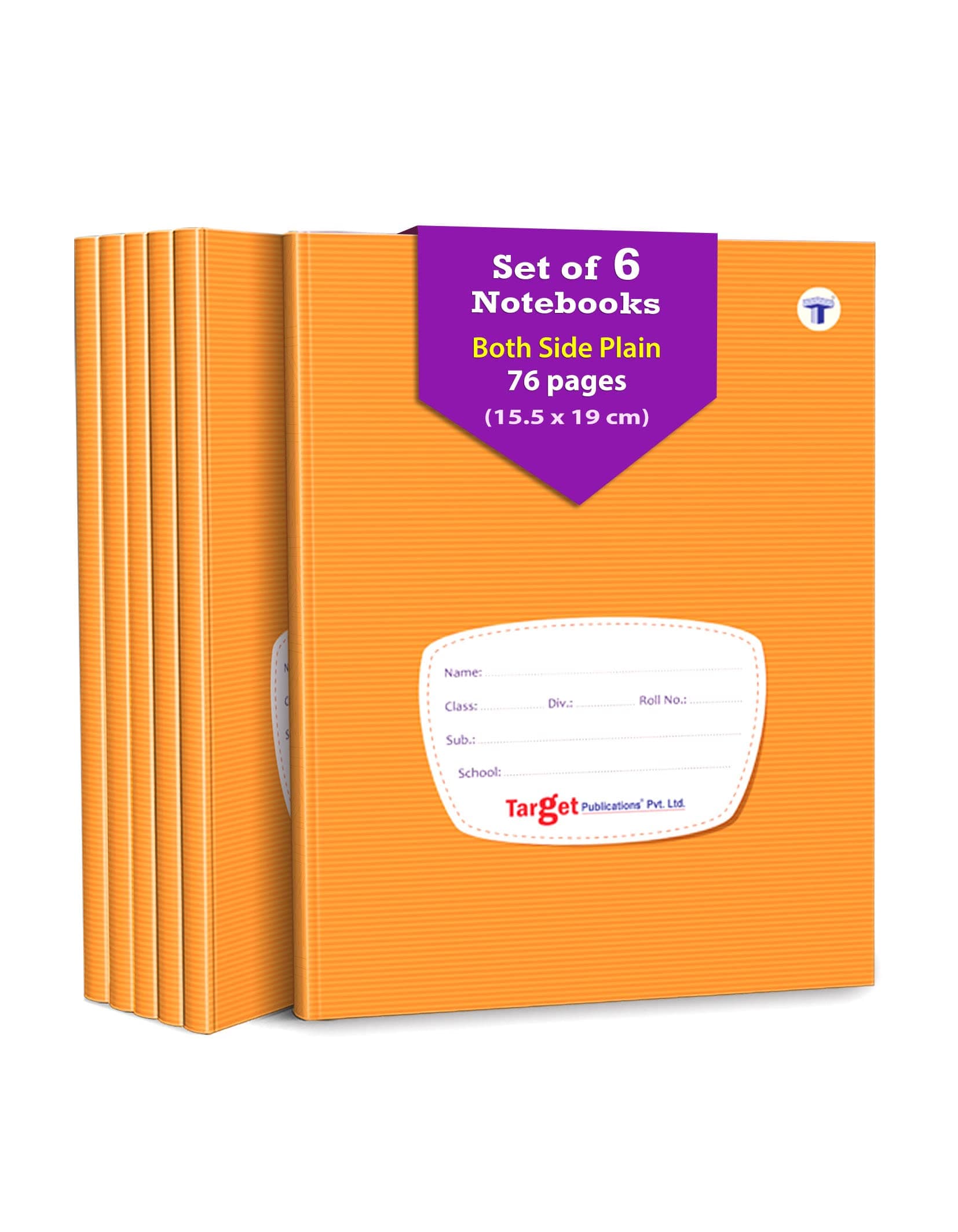 Both Sides Blank Small Notebooks for Kids and Students | 76 Plain Unruled Pages | Hard Bound Cover | 15.5 cm x 19 cm Approx | Pack of 6 Books | for Children School and Office Use | GSM 57