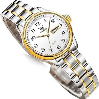 Luxury Ladies Watches,Women's Watch with Day and Date,Female Watch for Small Wrist,Gold Stainless Steel Watches for Women,Easy Read Ladies Wrist Watches Waterproof（Adjustable Strap