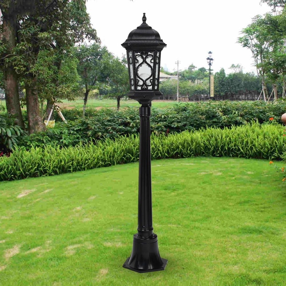 Modeen Traditional Victorian Style 2.1M Black 1-Lights Way Ip55 Waterproof Outdoor Garden Lamp Post Light Glass Column Lamp LED Light E27 Decoration Street Light Lawn Villa Lamp (Size : 210cm)