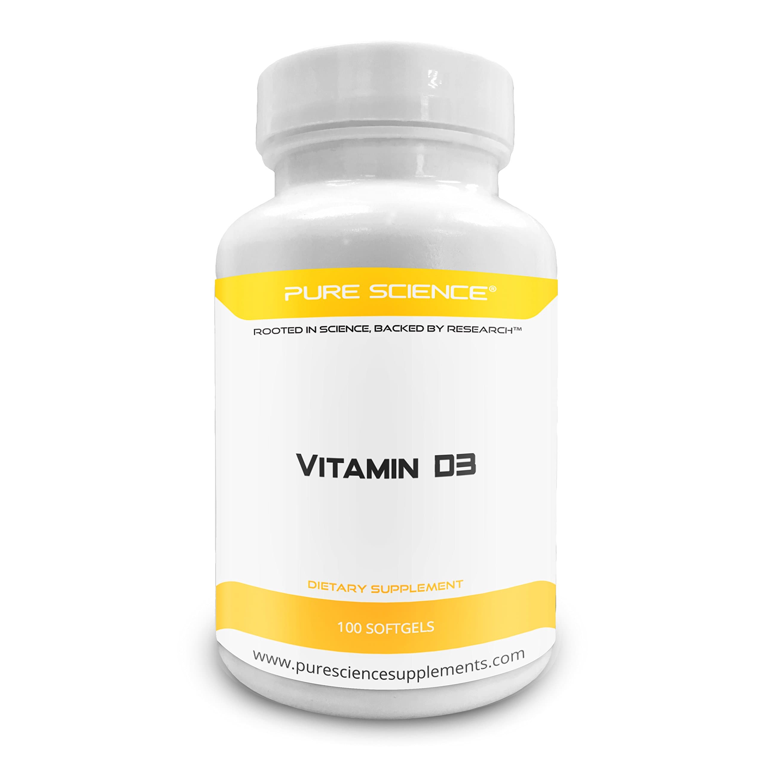 Pure Science Vitamin D3 5000 IU - Strengthens Bones & Teeth, Improves Muscle Function - 90 Capsules