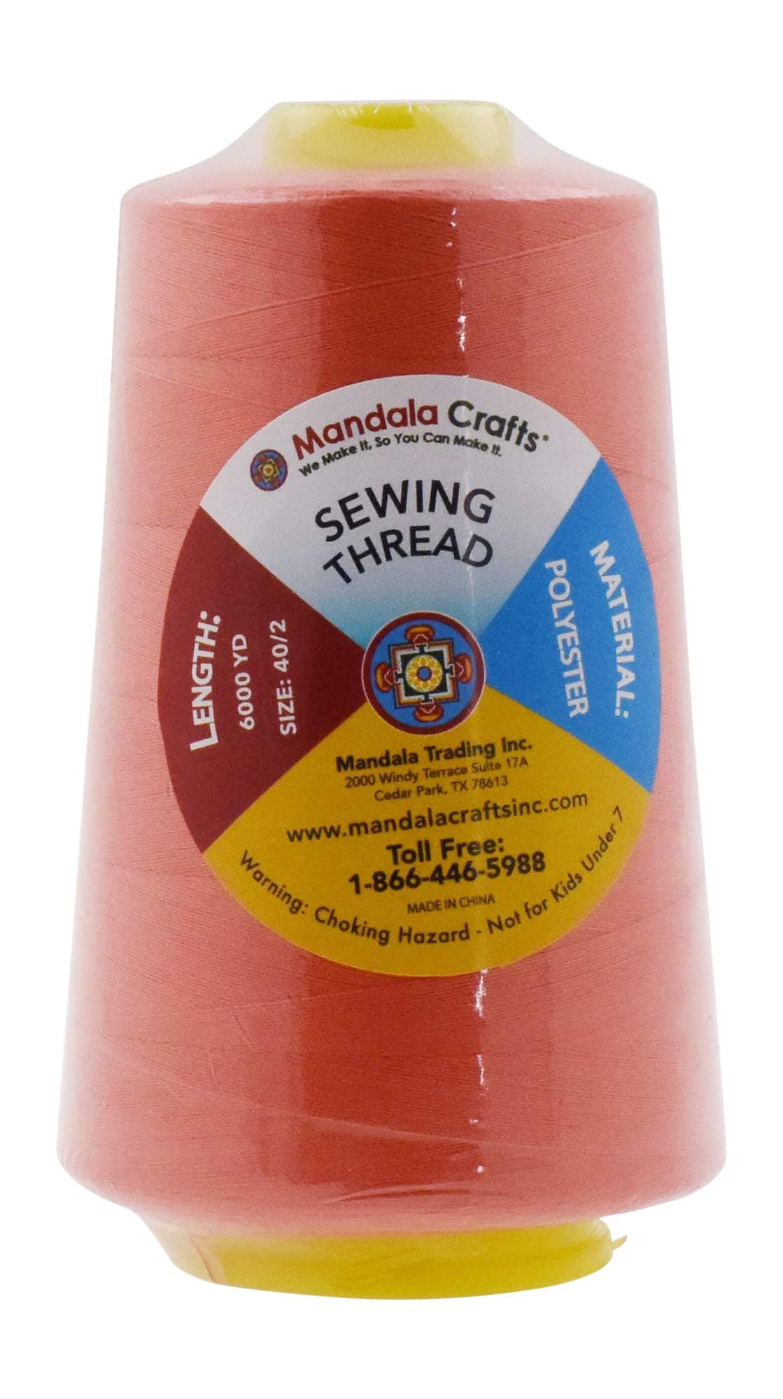 Mandala Crafts 4 Pack of Serger Threads Cones Spools - 40S/2 24000 Yards Polyester Coral Threads for Sergers Machine and Overlock Quilting Sewing Machine