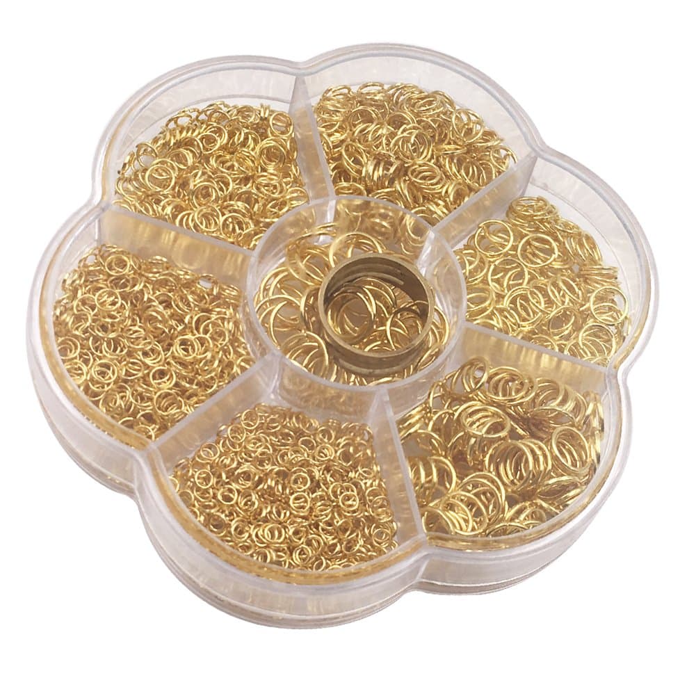 Ucatcher Open Jump Rings with Transparent Case and Jewelry Making Tool for Jewelry Making Findings, 7 Assorted Sizes 3 4 5 6 7 8 10mm (Gold)