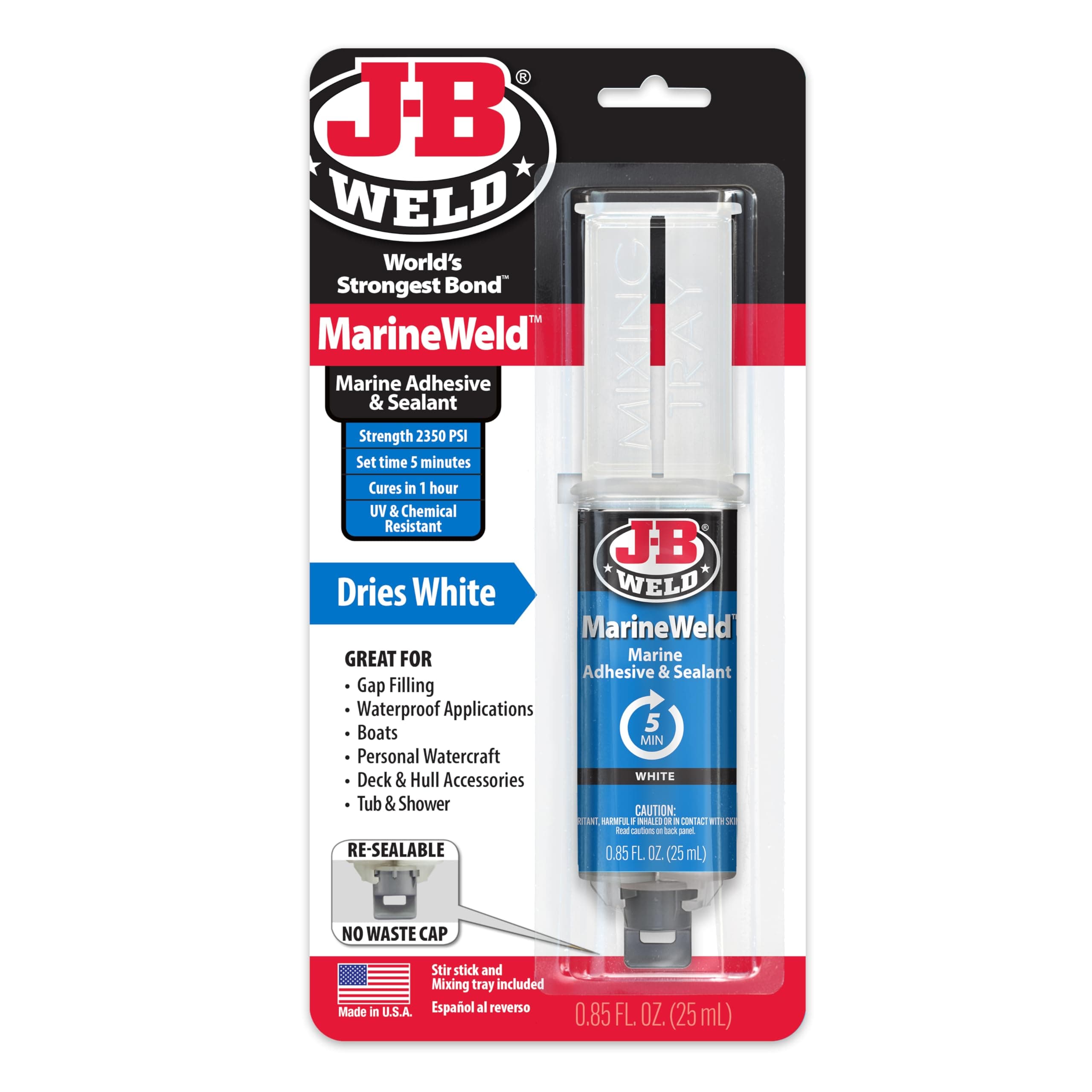 J-B Weld 50172 MarineWeld White Epoxy Syringe - 25ml.