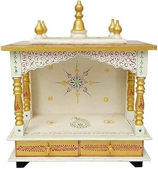 Fasherati Art And Craft Wooden Temple/Home Temple/Pooja Mandir/Pooja Mandap/Temple for Home (Gold)