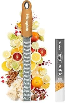 Microplane Zester Grater in Mustard Yellow for Citrus Fruits, Hard Cheese, Ginger, Chocolate and Nutmeg with Fine Stainless Steel Blade - Made in USA