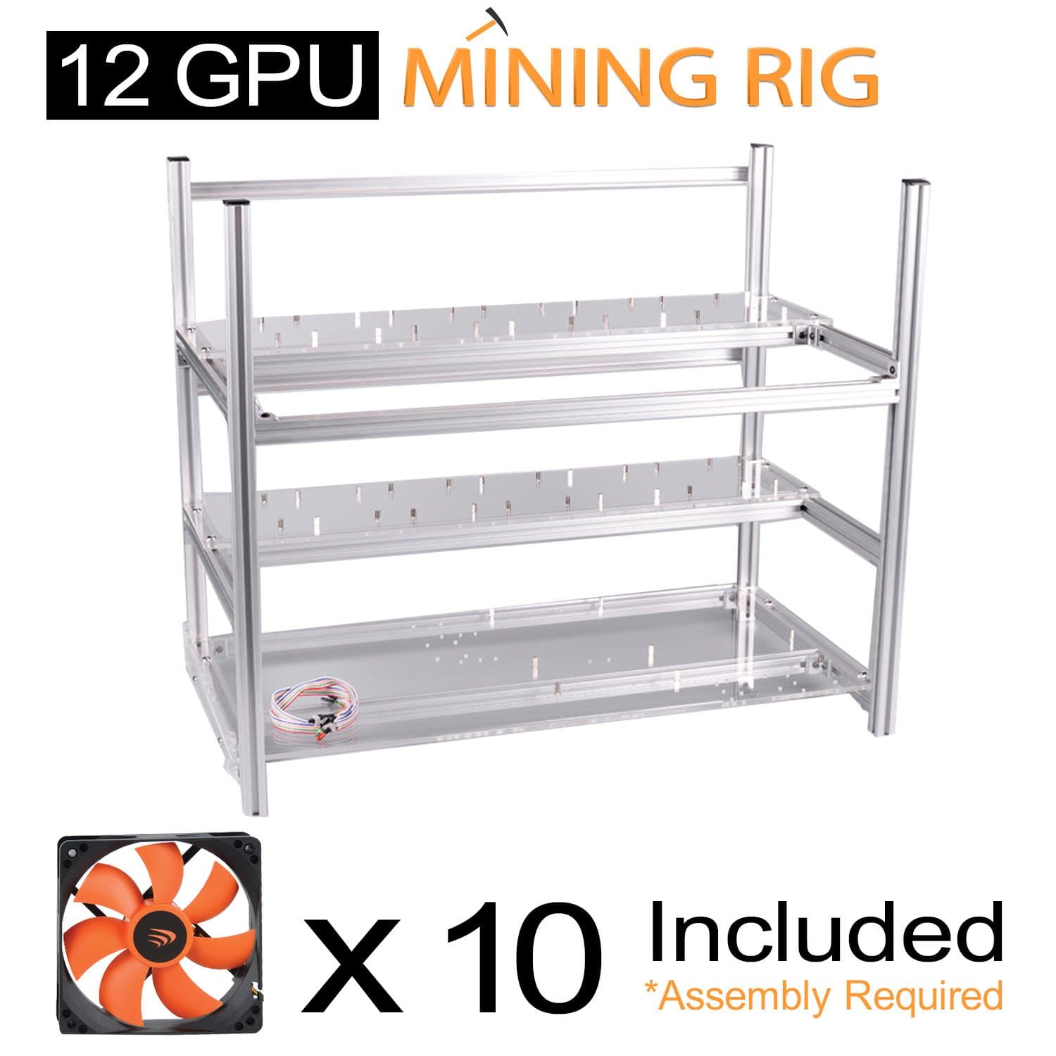 AAAwave 12 GPU open frame mining rig case set - Case + 10 x AAAwave 2100 rpm fan/Ethereum Zcash Litecoin