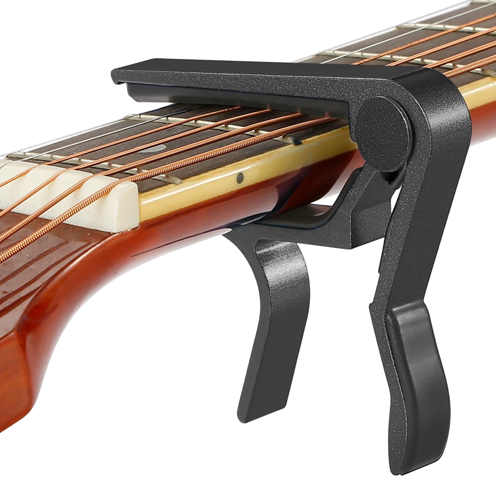 Quick Change Capo for 6-String Acoustic & Electric Guitars, Classical Guitar & Ukulele - Black