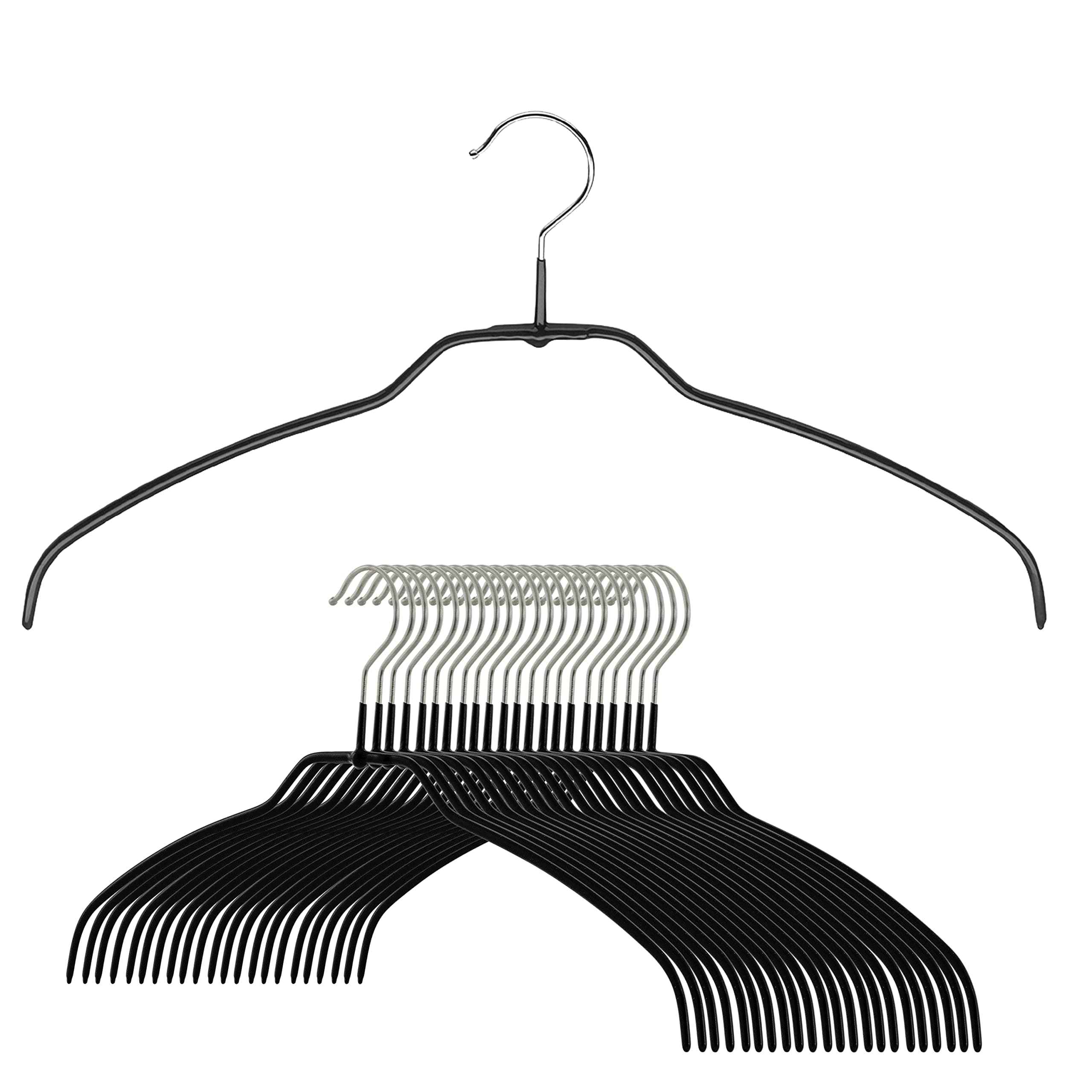 Reston Lloyd Silhouette Ultra-Thin Series, Non-Slip Space Saving Shirt Hanger, Style 42/FT, Pack of 24, Black, 24 Piece