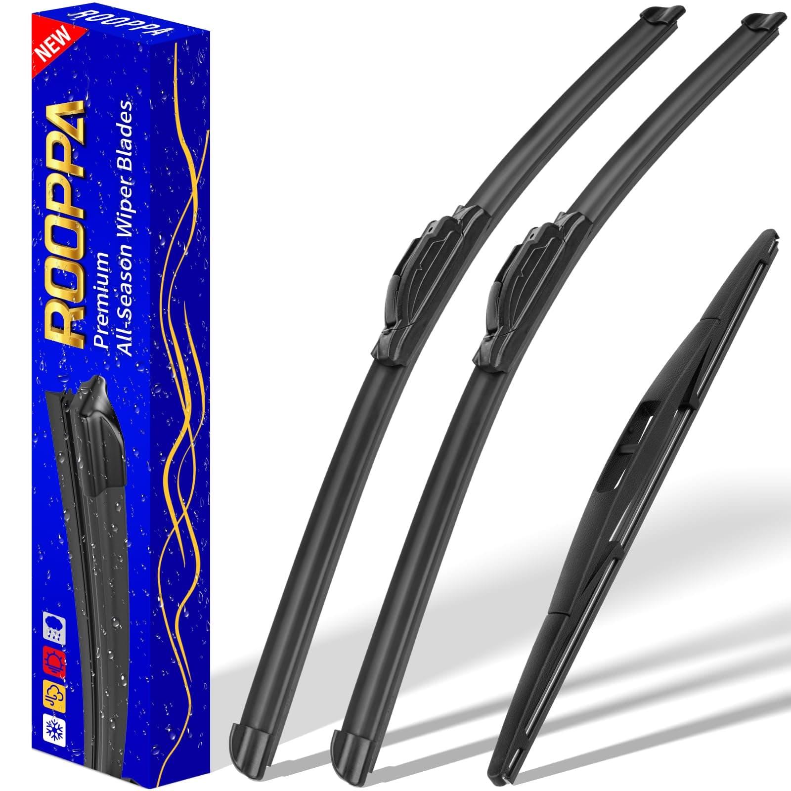 3 Wiper Blades Replacement for Subaru Legacy (2005-2009) & Forester (2009-2011) & Outback (2005-2009) - 24"/18"/14" (Set of 3) U/J Hook Windshield Wiper Blades