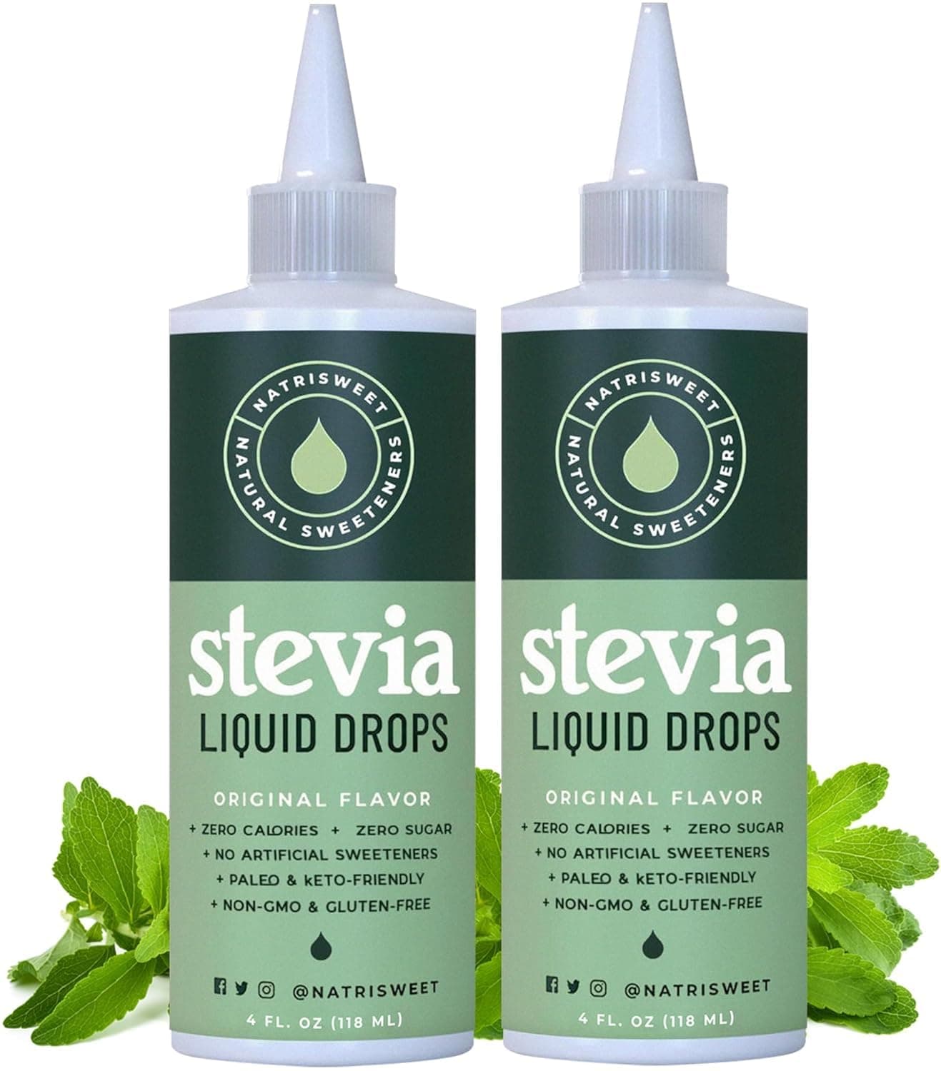 Natrisweet Liquid Stevia Drops Pure Sweetener from Stevia Extract, Plant-Based Sugar Substitute, Zero Calorie Keto Sweetner, Mix Sugar into Drinks and Treats, Non-GMO, 1815 Servings, 4 fl oz (118 ml)