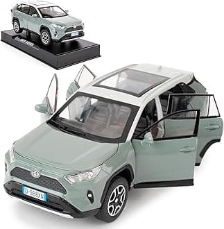 Model Car 1/32 RAV4 Alloy Diecast Collectible Toy Car with Light and Sound Toy Vehicle Door Can Be Opened for Boys Kids Toddler Gift (Gray)
