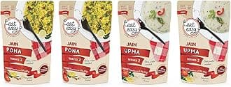 Eat Easy Jain Breakfast Combo - Ready to Eat Instant Breakfast | (4 travel packs-2 poha 2 upma) | No Onion No Garlic | Just Heat And Eat | Instant Jain Food for Travel, Hostel, Trekking, Camping, Hiking