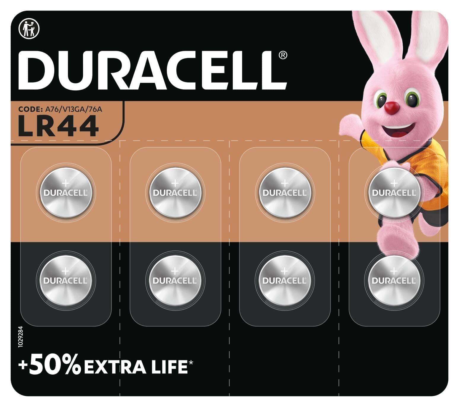 DURACELL LR44 (8 Pack) Specialty Alkaline Battery 1.5V (A76)– +50% EXTRA LIFE– For Thermometers, Flashlights, Watches, Security Systems & Medical Devices – 5–Year Storage Guarantee - Leak Prevention