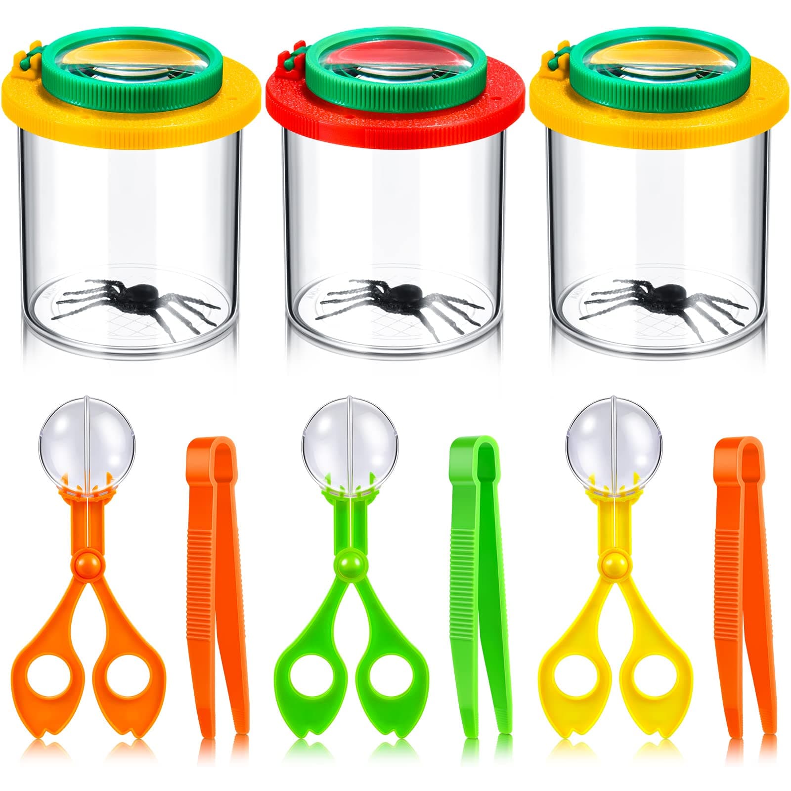 HyDren 9 Pieces Kids Bug Catcher Kit for Outdoor Explorer Bug Collection, Tweezers, Magnifying Jars, Bug Collecting Jars, Bug Scissors for Boys Girls Age 3-12 Year Old Camping Hiking