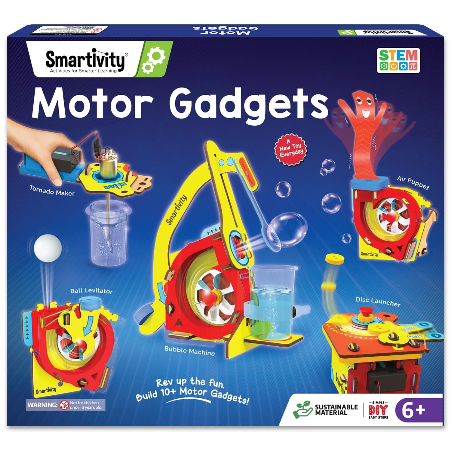 - 10-in-1 Motor Powered Gadgets Kit for Kids 6-12 Years | Build 10+ Science Projects - Bubble Launcher, Spinning Toy & More | Birthday Gift for 6,7,8,9,10,11,12 Years