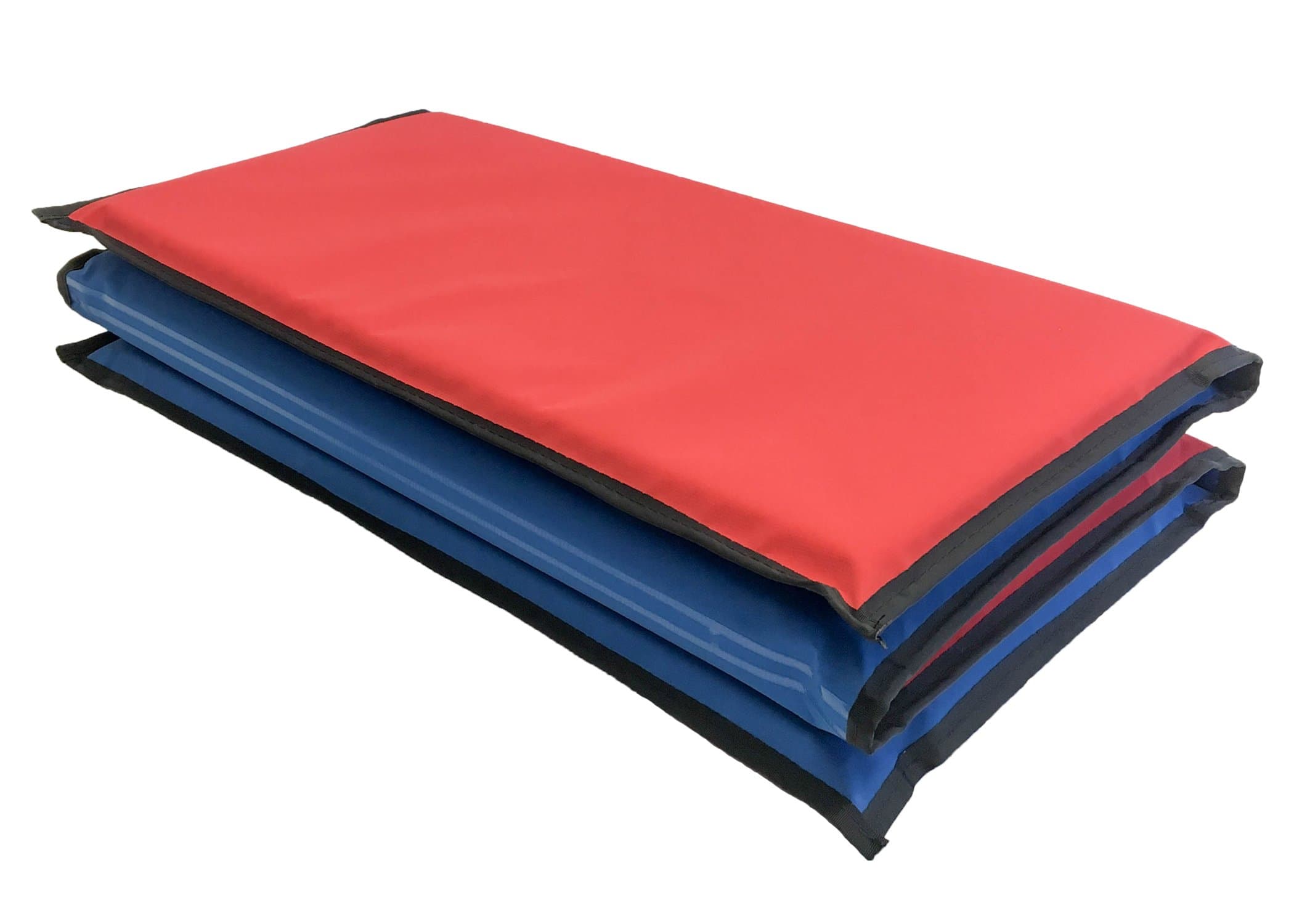 KinderMat, EnduroMat 1" Thick Rest Mat, 4-Section Rest Mat, 48" x 24" x 1", Red/Blue with Black Binding, Great for School, Daycare, Travel, and Home, Made in the USA