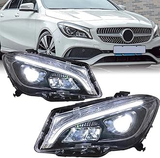 2 Pcs Car Led Headlight compatible with Mercedes Benz W117 CLA 180 200 220 250 260 2014-2019 LED DRL Refit Front Light Assembly(Original Xenon)