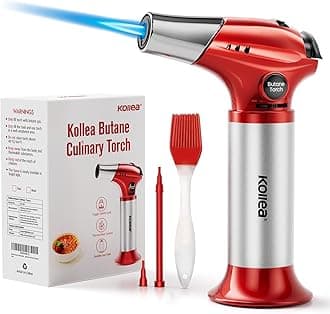Kollea Blow Torch, Butane Kitchen Torch Refillable Chef Cooking Torch Lighter with Safety Lock, Adjustable Flame [MAX 2500ââ€žâ€°] for Creme, Brulee, Toasting, Barbeques, Soldering