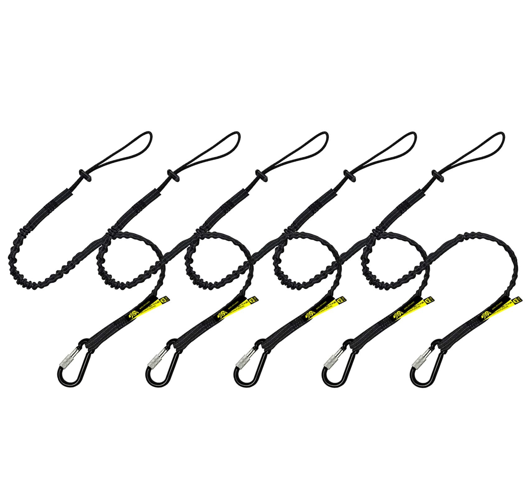 BearTOOLS Tool Lanyard with Single Carabiner and Adjustable Loop End, Standard Length, Maximum Weight Limit 8KG / 17.6lb, Aluminum Screw Lock Carabiner with Shock Cord Stopper, 0925S (5 Pack)