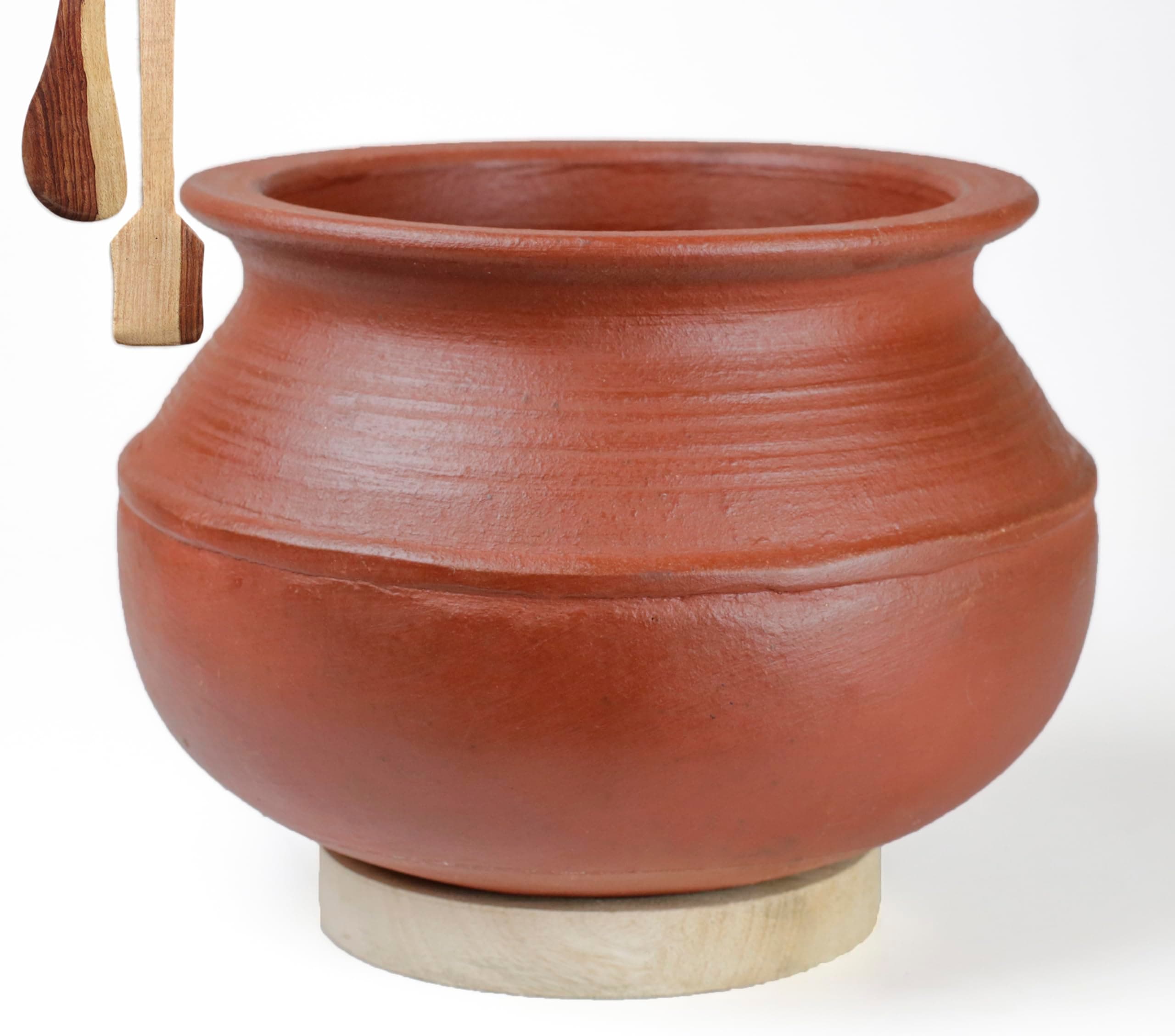 Clay Uncoated Rice Handi/Earthen/Mud/Mitti Pot for Cooking and Serving 1 liter | Red