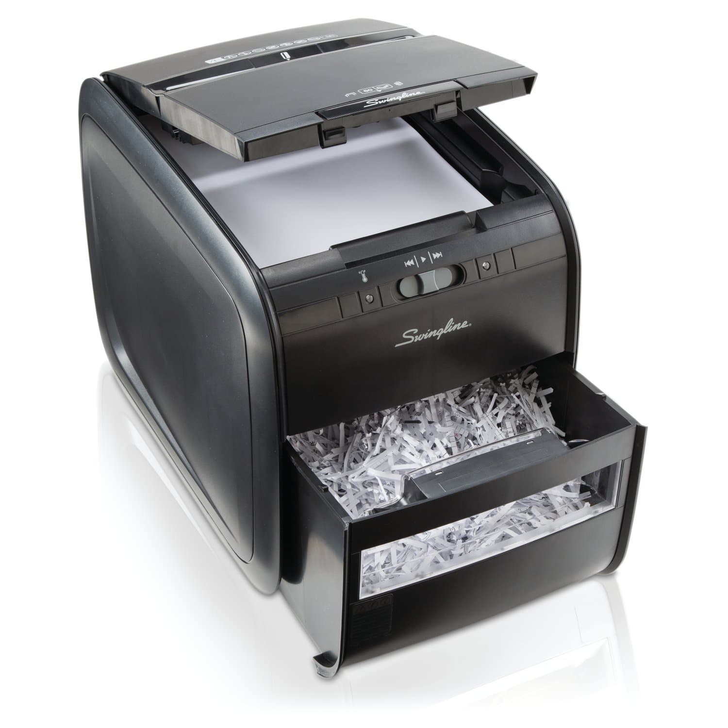 Swingline GBC Paper Shredder, Stack-and-Shred 60X Auto Feed, Cross-Cut, 60 Sheets, 1 User, Black (1757572)