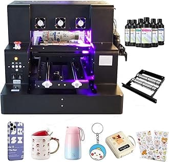 A4 XP600 UV Flatbed Printer,DTF Printer Machine,Higher Resolution 5760 * 1440dpi,UV DTF Printe Machine with Ink for Phone Case Glass Cups Stickers