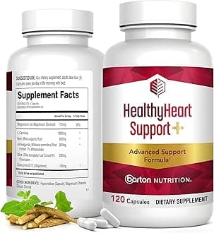 HealthyHeart Support+ 6-in-1 Heart Health Supplements with Ashwagandha, CoQ10, Beet Root, Olive Leaf, Magnesium & L-Carnitine, Made in USA, Doctor-Formulated –120 Capsules, 1 Month Supply