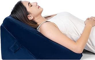 FOVERA Wedge Pillow for Back Support, Adjustable Memory Foam Bed Wedge Pillow for Sleeping, Acid Reflux, GERD, Snoring, Pregnancy, Post-Surgical Recovery (Velvet Navy Blue, Standard - 22x22x12 Inch)