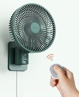 Wall Mounted Oscillating Fan with Remote and Timer,8.5 Inch Small RV Fan with 4 Speeds, 90° Oscillation, 120° Adjustable Tilt, 5.92 feet Wire, Quiet Corner Fans for Bedroom, Indoor Bathroom